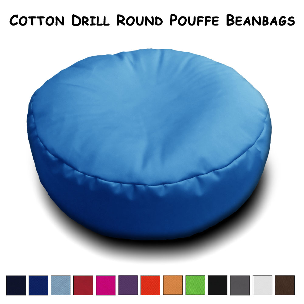 Cotton Drill Round Pouffe Beanbags