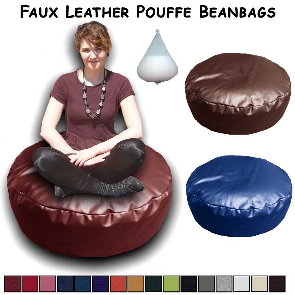 Faux Suede Round Pouffes