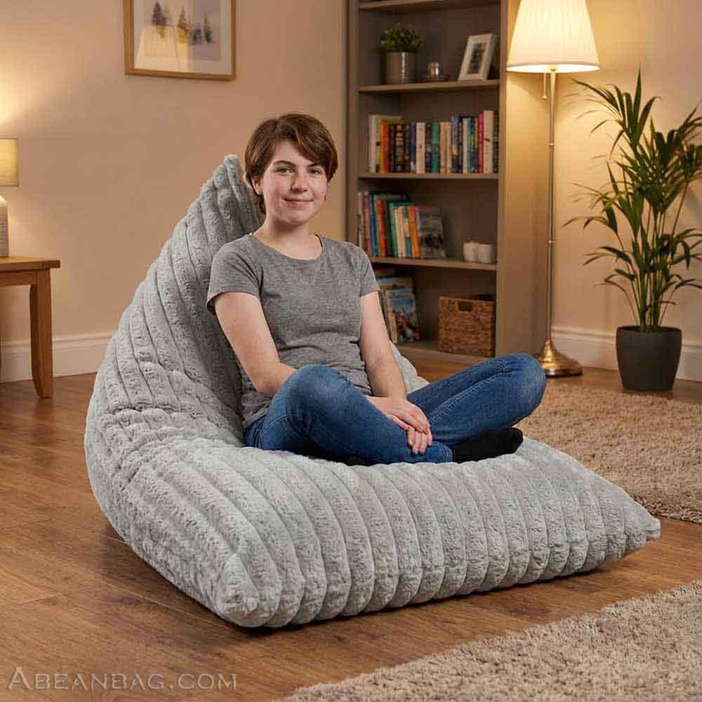 Ribbed Faux Fur Beanbag Easy Lounger