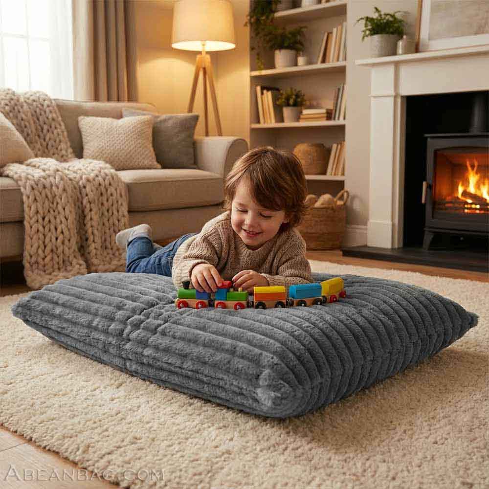 Ribbed Faux Fur Floor Cushion Bean Bag