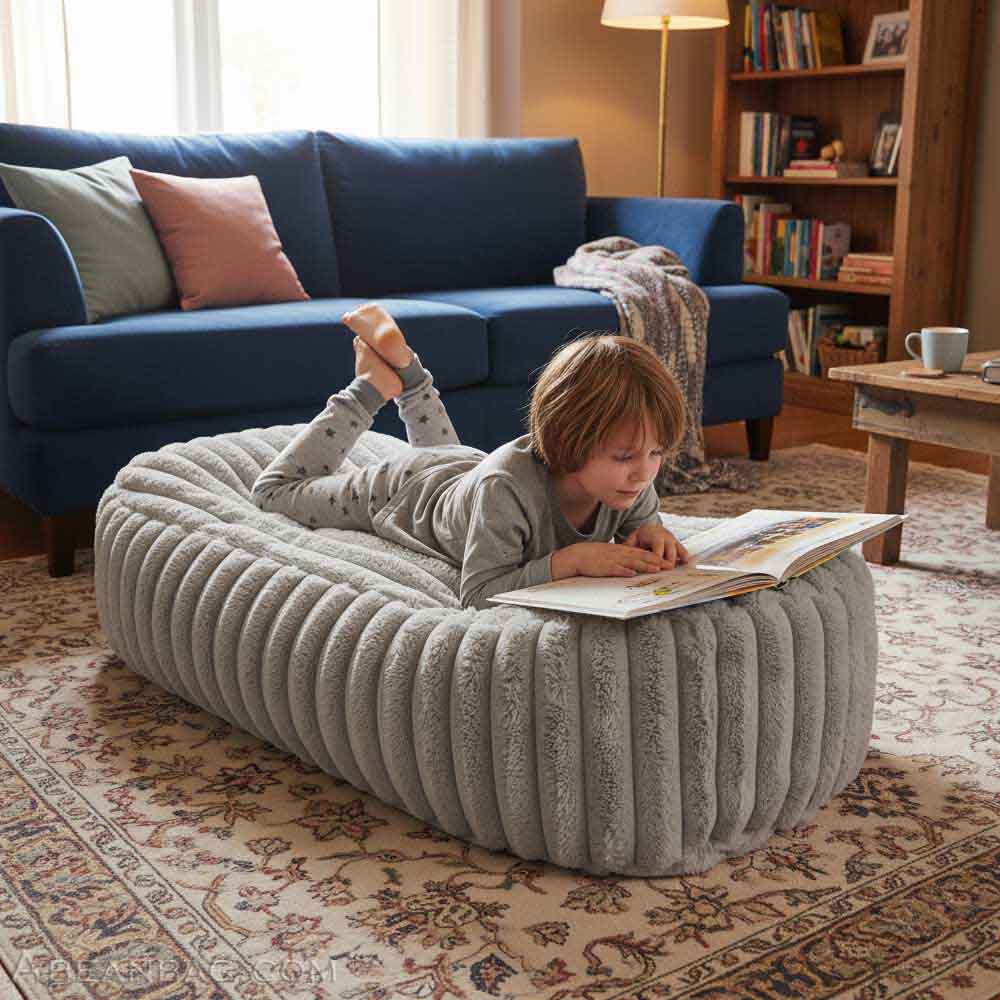 Ribbed Faux Fur Bean Bags Bed Plush Chunky fur bed